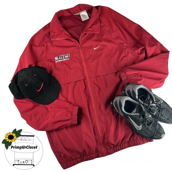 VTG Nike Full Zip Windbreaker Jacket Southern Illinois Saluskis Red XLT Tall - Picture 1 of 11